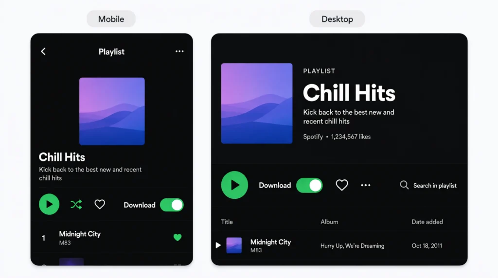 Spotify offline mode and download storage settings screen