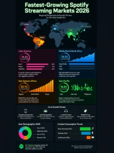 Fastest-growing Spotify streaming markets 2026 by region